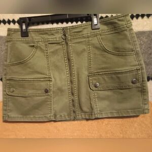 No Boundaries Army Green Zip Up Skirt